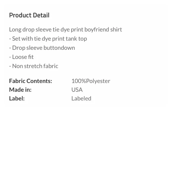 Fun tie dye long sleeve silky top with matching tank set. NWOT - Picture 8 of 9